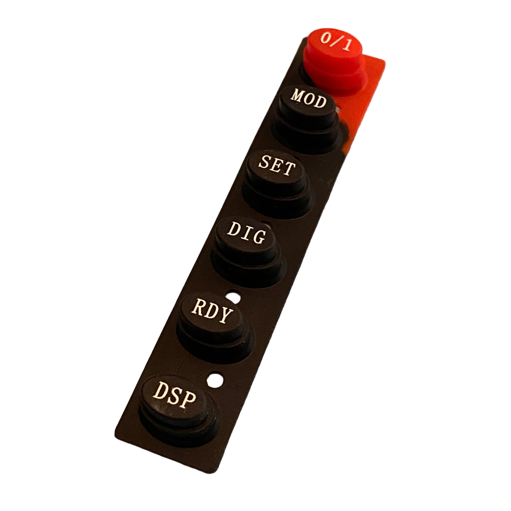 a strip of buttons for ErgSupplies and KayakPro ergometer monitor consoles